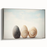Framed canvas of a vintage landscape painting featuring colorful foliage against a black background.