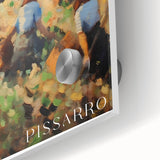 Large abstract wall art in mid-century modernist style, featuring swirls of blue and orange on acrylic glass.