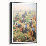 Black and white framed canvas of a vintage landscape painting, ideal for bedroom wall art.