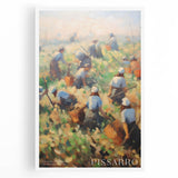 Black and white stretched canvas featuring a large-scale impressionist painting of a bustling city street.