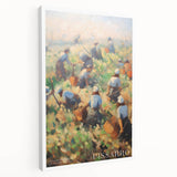 Side view of a stretched canvas featuring Camille Pissarro's impressionist artwork, ideal for kitchen wall art.