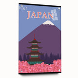 Vintage Japan Travel Poster | Mount Fuji and Pagoda Art Print