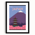 Vintage Japan Travel Poster | Mount Fuji and Pagoda Art Print