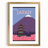 Vintage Japan Travel Poster | Mount Fuji and Pagoda Art Print