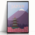 Vintage Japan Travel Poster | Mount Fuji and Pagoda Art Print