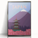 Vintage Japan Travel Poster | Mount Fuji and Pagoda Art Print
