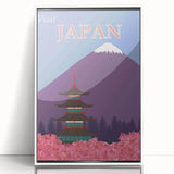 Vintage Japan Travel Poster | Mount Fuji and Pagoda Art Print