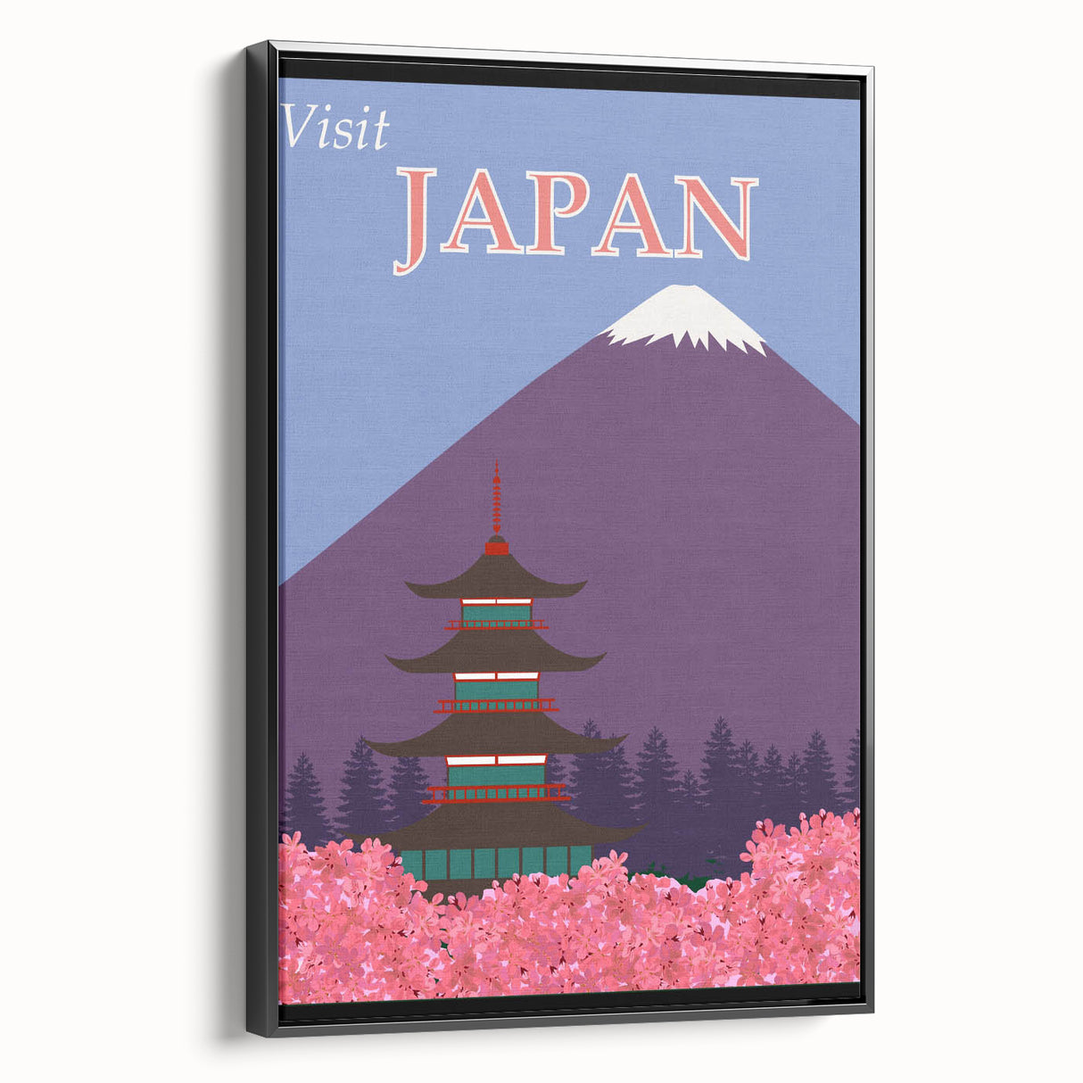 Vintage Japan Travel Poster | Mount Fuji and Pagoda Art Print