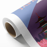 Vintage Japan Travel Poster | Mount Fuji and Pagoda Art Print