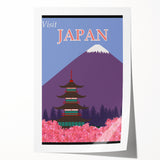 Vintage Japan Travel Poster | Mount Fuji and Pagoda Art Print