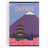 Vintage Japan Travel Poster | Mount Fuji and Pagoda Art Print