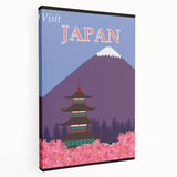 Vintage Japan Travel Poster | Mount Fuji and Pagoda Art Print