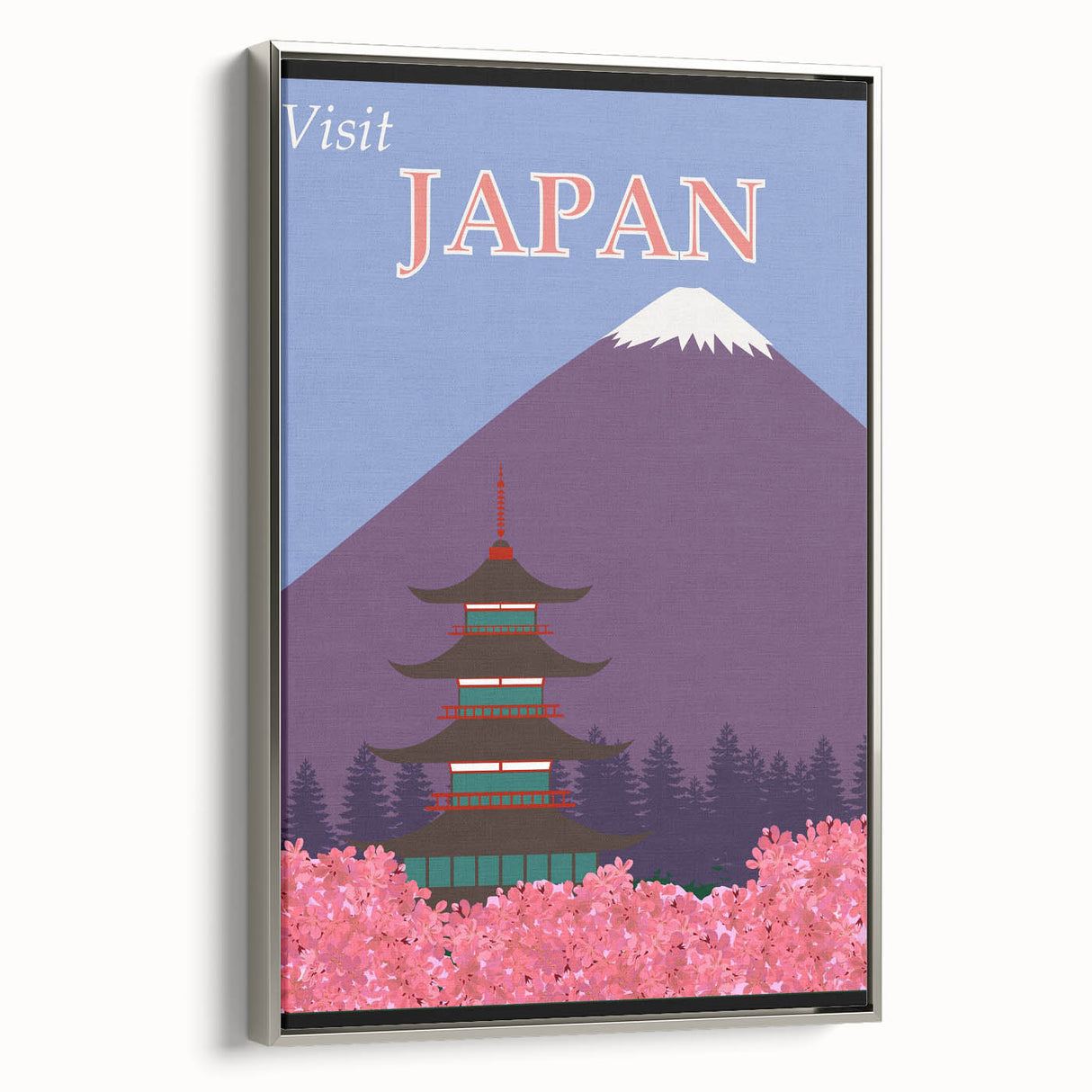 Vintage Japan Travel Poster | Mount Fuji and Pagoda Art Print