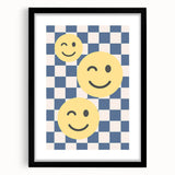 Boys Room Wall Art – Smiley Face Checkered Kids Wall Art Print