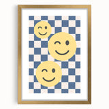 Boys Room Wall Art – Smiley Face Checkered Kids Wall Art Print