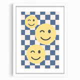Boys Room Wall Art – Smiley Face Checkered Kids Wall Art Print