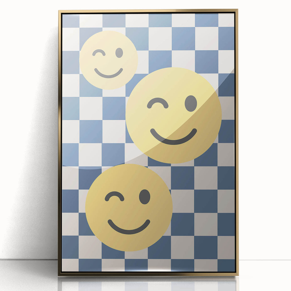 Boys Room Wall Art – Smiley Face Checkered Kids Wall Art Print