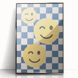 Boys Room Wall Art – Smiley Face Checkered Kids Wall Art Print