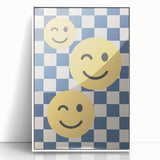 Boys Room Wall Art – Smiley Face Checkered Kids Wall Art Print