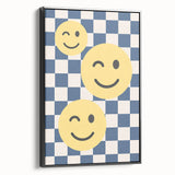 Boys Room Wall Art – Smiley Face Checkered Kids Wall Art Print