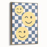 Boys Room Wall Art – Smiley Face Checkered Kids Wall Art Print