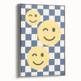 Boys Room Wall Art – Smiley Face Checkered Kids Wall Art Print