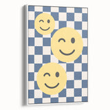 Boys Room Wall Art – Smiley Face Checkered Kids Wall Art Print