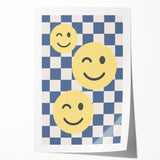 Boys Room Wall Art – Smiley Face Checkered Kids Wall Art Print