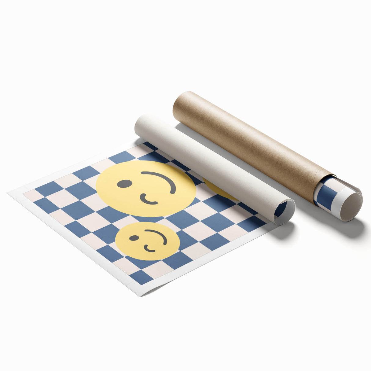 Boys Room Wall Art – Smiley Face Checkered Kids Wall Art Print