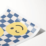 Boys Room Wall Art – Smiley Face Checkered Kids Wall Art Print
