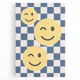 Boys Room Wall Art – Smiley Face Checkered Kids Wall Art Print