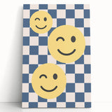 Boys Room Wall Art – Smiley Face Checkered Kids Wall Art Print