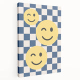 Boys Room Wall Art – Smiley Face Checkered Kids Wall Art Print