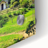 Large abstract wall art in pastel shades on acrylic glass, featuring mid-century modernist design, ideal for dining room art.