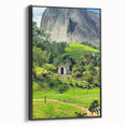 Black and white vintage poster art depicting a spring landscape on framed canvas, suitable for bedroom wall placement.