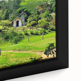 Extra large framed canvas featuring a textured, colorful abstract design on a black background, ideal for living room decor.