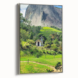 Landscape art painting of spring season on framed canvas.