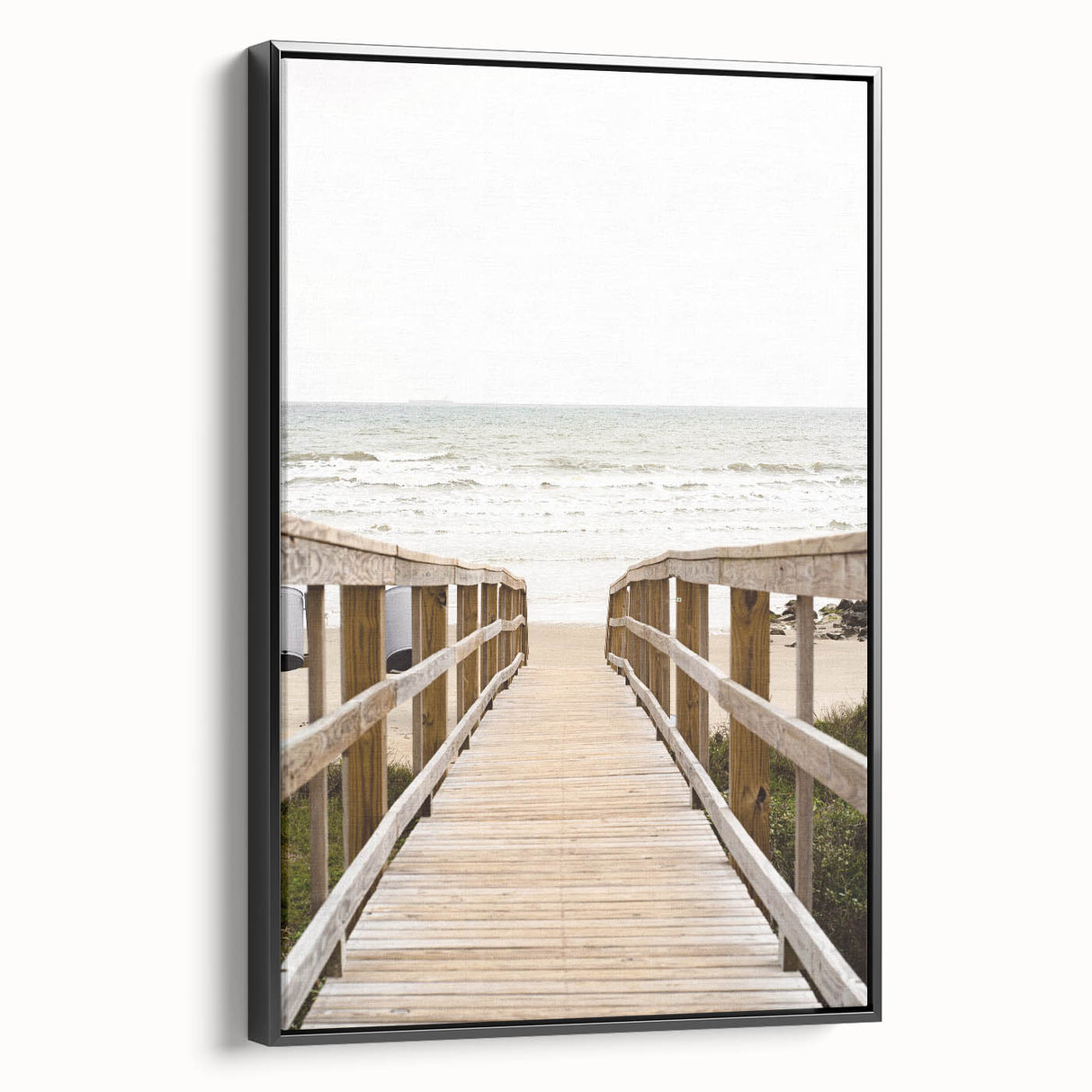 Black and white landscape art painting on framed canvas, showing a serene summer scene, ideal for bedroom wall decor.