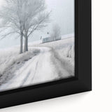 Winter scene on black wall art, featuring colorful, textured brush strokes on an extra-large framed canvas.