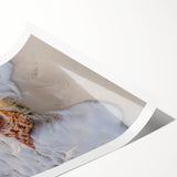 Extra large wall art featuring line art flowers in black on white, rolled print format.