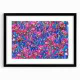 Extra large framed abstract art print featuring vibrant, colorful textures, ideal for living room decor.