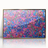 Acrylic print of Van Gogh-inspired art deco poster with gold frame.