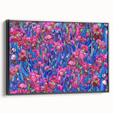 Black and white landscape painting of a serene scene on framed canvas, ideal for bedroom decor.