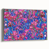 Framed canvas of Van Gogh-inspired landscape art painting, featuring vibrant colors.