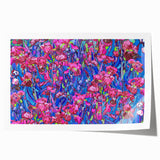 Vincent van Gogh-inspired floral print on rolled canvas, featuring vibrant blues and yellows, ideal for art wall dining room.