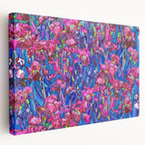 Vincent van Gogh inspired abstract painting on stretched canvas with swirling blue and yellow tones.