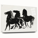 Modern Wall Art – Bold Black Horses in Dynamic Motion