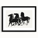 Modern Wall Art – Bold Black Horses in Dynamic Motion