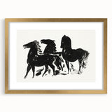 Modern Wall Art – Bold Black Horses in Dynamic Motion