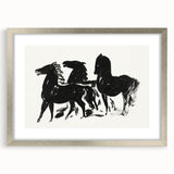 Modern Wall Art – Bold Black Horses in Dynamic Motion